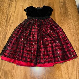 Cinderella Christmas Holiday Dress 4t red sparkle and black velvet
